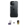 MARSİLYAN™- iPhone 16 Pro Max Kılıf Akış Çizgi Koleksiyonu - Siyah Buffer Cam Ekran Koruyucu + Bilvis Titan Kamera Lens - TMGI