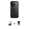 MARSİLYAN™- iPhone 16 Pro Max Kılıf Akış Çizgi Koleksiyonu - Siyah Buffer Cam Ekran Koruyucu + Bilvis Titan Kamera Lens - TMGI