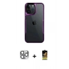 MARSİLYAN™- iPhone 16 Pro Max Kılıf Akış Çizgi Koleksiyonu - Siyah Buffer Cam Ekran Koruyucu + Pers Alüminyum Kamera Lens - GI