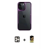 MARSİLYAN™- iPhone 16 Pro Max Kılıf Akış Çizgi Koleksiyonu - Siyah Buffer Cam Ekran Koruyucu + PVD Metal Kamera Lens - GD
