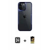 MARSİLYAN™- iPhone 16 Pro Max Kılıf Akış Çizgi Koleksiyonu - Siyah Buffer Cam Ekran Koruyucu + PVD Metal Kamera Lens - SH