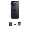 MARSİLYAN™- iPhone 16 Pro Max Kılıf Akış Çizgi Koleksiyonu - Siyah Buffer Cam Ekran Koruyucu + PVD Metal Kamera Lens - SH