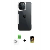 MARSİLYAN™- iPhone 16 Pro Max Kılıf Akış Çizgi Koleksiyonu - Siyah Buffer Cam Ekran Koruyucu + Raze Metal Kamera Lens - BZ
