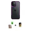 MARSİLYAN™- iPhone 16 Pro Max Kılıf Akış Çizgi Koleksiyonu - Siyah Buffer Cam Ekran Koruyucu + Raze Metal Kamera Lens - CLTM