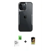 MARSİLYAN™- iPhone 16 Pro Max Kılıf Akış Çizgi Koleksiyonu - Siyah Buffer Cam Ekran Koruyucu + Raze Metal Kamera Lens - BZ