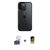 MARSİLYAN™- iPhone 16 Pro Max Kılıf Akış Çizgi Koleksiyonu - Siyah Buffer Cam Ekran Koruyucu + Bilvis Titan Kamera Lens - SH