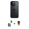 MARSİLYAN™- iPhone 16 Pro Max Kılıf Akış Çizgi Koleksiyonu - Siyah Buffer Cam Ekran Koruyucu + Raze Metal Kamera Lens - SH