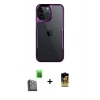 MARSİLYAN™- iPhone 16 Pro Max Kılıf Akış Çizgi Koleksiyonu - Siyah Buffer Cam Ekran Koruyucu + Raze Metal Kamera Lens - SH