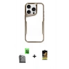 MARSİLYAN™- iPhone 16 Pro Max Kılıf Akış Çizgi Koleksiyonu - Siyah Buffer Cam Ekran Koruyucu + Raze Metal Kamera Lens - SH