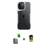 MARSİLYAN™- iPhone 16 Pro Max Kılıf Akış Çizgi Koleksiyonu - Siyah Buffer Cam Ekran Koruyucu + Raze Metal Kamera Lens - SH