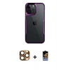 MARSİLYAN™- iPhone 16 Pro Max Kılıf Akış Çizgi Koleksiyonu - Siyah Buffer Hayalet Cam Ekran Koruyucu + Pers Alüminyum Kamera Lens - CLTM