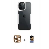 MARSİLYAN™- iPhone 16 Pro Max Kılıf Akış Çizgi Koleksiyonu - Siyah Buffer Hayalet Cam Ekran Koruyucu + Pers Alüminyum Kamera Lens - CLTM