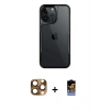 MARSİLYAN™- iPhone 16 Pro Max Kılıf Akış Çizgi Koleksiyonu - Siyah Buffer Hayalet Cam Ekran Koruyucu + Pers Alüminyum Kamera Lens - CLTM