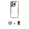 MARSİLYAN™- iPhone 16 Pro Max Kılıf Akış Çizgi Koleksiyonu - Siyah Buffer Hayalet Cam Ekran Koruyucu + Gri Pers Alüminyum Kamera Lens