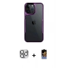 MARSİLYAN™- iPhone 16 Pro Max Kılıf Akış Çizgi Koleksiyonu - Siyah Buffer Hayalet Cam Ekran Koruyucu + Gri Pers Alüminyum Kamera Lens