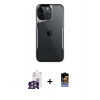 MARSİLYAN™- iPhone 16 Pro Max Kılıf Akış Çizgi Koleksiyonu - Siyah Buffer Hayalet Cam Ekran Koruyucu + Gümüş Bilvis Titan Kamera Lens