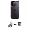 MARSİLYAN™- iPhone 16 Pro Max Kılıf Akış Çizgi Koleksiyonu - Siyah Buffer Hayalet Cam Ekran Koruyucu + Gümüş Bilvis Titan Kamera Lens