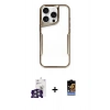 MARSİLYAN™- iPhone 16 Pro Max Kılıf Akış Çizgi Koleksiyonu - Siyah Buffer Hayalet Cam Ekran Koruyucu + Gümüş Bilvis Titan Kamera Lens
