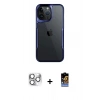 MARSİLYAN™- iPhone 16 Pro Max Kılıf Akış Çizgi Koleksiyonu - Siyah Buffer Hayalet Cam Ekran Koruyucu + Pers Alüminyum Kamera Lens - GS