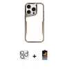 MARSİLYAN™- iPhone 16 Pro Max Kılıf Akış Çizgi Koleksiyonu - Siyah Buffer Hayalet Cam Ekran Koruyucu + Pers Alüminyum Kamera Lens - GS