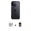 MARSİLYAN™- iPhone 16 Pro Max Kılıf Akış Çizgi Koleksiyonu - Siyah Buffer Hayalet Cam Ekran Koruyucu + Pers Alüminyum Kamera Lens - GS