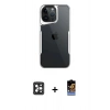 MARSİLYAN™- iPhone 16 Pro Max Kılıf Akış Çizgi Koleksiyonu - Siyah Buffer Hayalet Cam Ekran Koruyucu + PVD Metal Kamera Lens - SH
