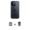 MARSİLYAN™- iPhone 16 Pro Max Kılıf Akış Çizgi Koleksiyonu - Siyah Buffer Hayalet Cam Ekran Koruyucu + PVD Metal Kamera Lens - GS