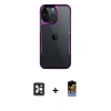 MARSİLYAN™- iPhone 16 Pro Max Kılıf Akış Çizgi Koleksiyonu - Siyah Buffer Hayalet Cam Ekran Koruyucu + PVD Metal Kamera Lens - SH