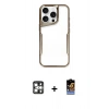 MARSİLYAN™- iPhone 16 Pro Max Kılıf Akış Çizgi Koleksiyonu - Siyah Buffer Hayalet Cam Ekran Koruyucu + PVD Metal Kamera Lens - GS
