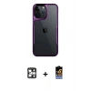 MARSİLYAN™- iPhone 16 Pro Max Kılıf Akış Çizgi Koleksiyonu - Siyah Buffer Hayalet Cam Ekran Koruyucu + PVD Metal Kamera Lens - GS