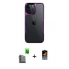 MARSİLYAN™- iPhone 16 Pro Max Kılıf Akış Çizgi Koleksiyonu - Siyah Buffer Hayalet Cam Ekran Koruyucu + Raze Metal Kamera Lens - SH