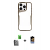 MARSİLYAN™- iPhone 16 Pro Max Kılıf Akış Çizgi Koleksiyonu - Siyah Buffer Hayalet Cam Ekran Koruyucu + Raze Metal Kamera Lens - SH