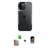 MARSİLYAN™- iPhone 16 Pro Max Kılıf Akış Çizgi Koleksiyonu - Siyah Buffer Hayalet Cam Ekran Koruyucu + Raze Metal Kamera Lens - CLTM