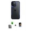 MARSİLYAN™- iPhone 16 Pro Max Kılıf Akış Çizgi Koleksiyonu - Siyah Buffer Hayalet Cam Ekran Koruyucu + Raze Metal Kamera Lens - SH