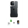 MARSİLYAN™- iPhone 16 Pro Max Kılıf Akış Çizgi Koleksiyonu - Siyah Buffer Hayalet Cam Ekran Koruyucu + Raze Metal Kamera Lens - BZ