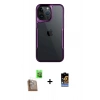 MARSİLYAN™- iPhone 16 Pro Max Kılıf Akış Çizgi Koleksiyonu - Siyah Buffer Hayalet Cam Ekran Koruyucu + Raze Metal Kamera Lens - CLTM