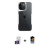 MARSİLYAN™- iPhone 16 Pro Max Kılıf Akış Çizgi Koleksiyonu - Siyah Buffer Hayalet Cam Ekran Koruyucu + Bilvis Titan Kamera Lens - TMGI