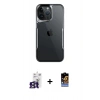 MARSİLYAN™- iPhone 16 Pro Max Kılıf Akış Çizgi Koleksiyonu - Siyah Buffer Hayalet Cam Ekran Koruyucu + Bilvis Titan Kamera Lens - TMGI