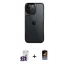 MARSİLYAN™- iPhone 16 Pro Max Kılıf Akış Çizgi Koleksiyonu - Siyah Buffer Hayalet Cam Ekran Koruyucu + Bilvis Titan Kamera Lens - TMGI