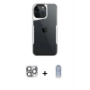 MARSİLYAN™- iPhone 16 Pro Max Kılıf Akış Çizgi Koleksiyonu - Siyah Joko Magic 5D Cam + Pers Alüminyum Kamera Lens - GI