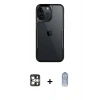 MARSİLYAN™- iPhone 16 Pro Max Kılıf Akış Çizgi Koleksiyonu - Siyah Joko Magic 5D Cam + PVD Metal Kamera Lens - GS