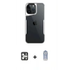MARSİLYAN™- iPhone 16 Pro Max Kılıf Akış Çizgi Koleksiyonu - Siyah Joko Magic 5D Cam + PVD Metal Kamera Lens - GS