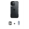 MARSİLYAN™- iPhone 16 Pro Max Kılıf Akış Çizgi Koleksiyonu - Siyah Joko Magic 5D Cam + PVD Metal Kamera Lens - GS