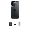 MARSİLYAN™- iPhone 16 Pro Max Kılıf Akış Çizgi Koleksiyonu - Siyah Joko Magic 5D Cam + PVD Metal Kamera Lens - SH