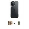 MARSİLYAN™- iPhone 16 Pro Max Kılıf Akış Çizgi Koleksiyonu - Siyah Joko Magic 5D Hayalet Cam + Pers Alüminyum Kamera Lens - CLTM