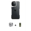 MARSİLYAN™- iPhone 16 Pro Max Kılıf Akış Çizgi Koleksiyonu - Siyah Joko Magic 5D Hayalet Cam + Pers Alüminyum Kamera Lens - GI