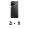 MARSİLYAN™- iPhone 16 Pro Max Kılıf Akış Çizgi Koleksiyonu - Siyah Joko Magic 5D Hayalet Cam + Gümüş PVD Metal Kamera Lens