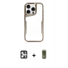 MARSİLYAN™- iPhone 16 Pro Max Kılıf Akış Çizgi Koleksiyonu - Siyah Joko Magic 5D Hayalet Cam + Gümüş PVD Metal Kamera Lens