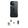 MARSİLYAN™- iPhone 16 Pro Max Kılıf Akış Çizgi Koleksiyonu - Siyah Joko Magic 5D Hayalet Cam + Raze Metal Kamera Lens - NLGY