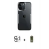 MARSİLYAN™- iPhone 16 Pro Max Kılıf Akış Çizgi Koleksiyonu - Siyah Joko Magic 5D Hayalet Cam + Pers Alüminyum Kamera Lens - GS